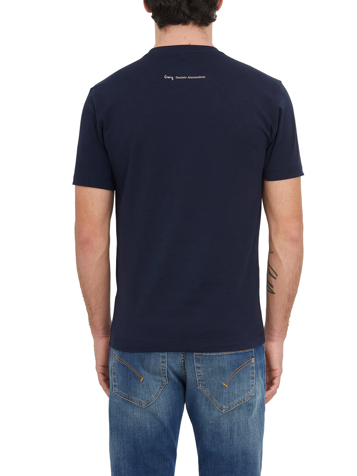DANIELE ALESSANDRINI  T-SHIRT GIROCOLLO IN COTONE STRETCH 