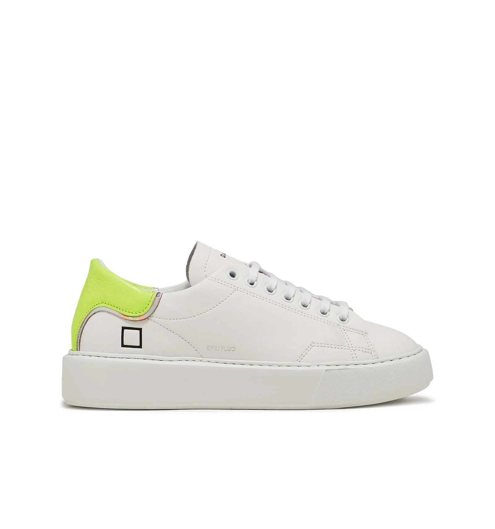 D.A.T.E. donna SFERA FLUO WHITE-YELLOW scarpa sneaker pelle bianco