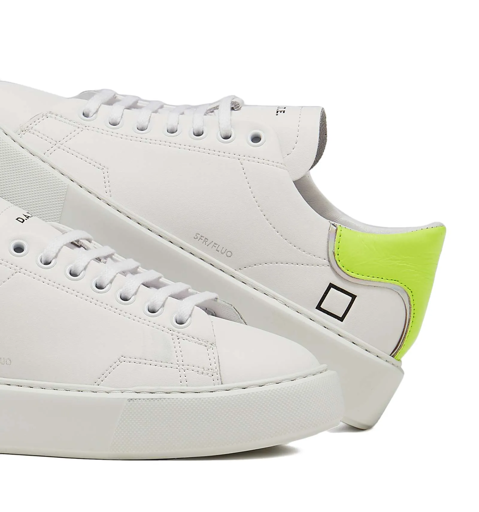 D.A.T.E. donna SFERA FLUO WHITE-YELLOW scarpa sneaker pelle bianco