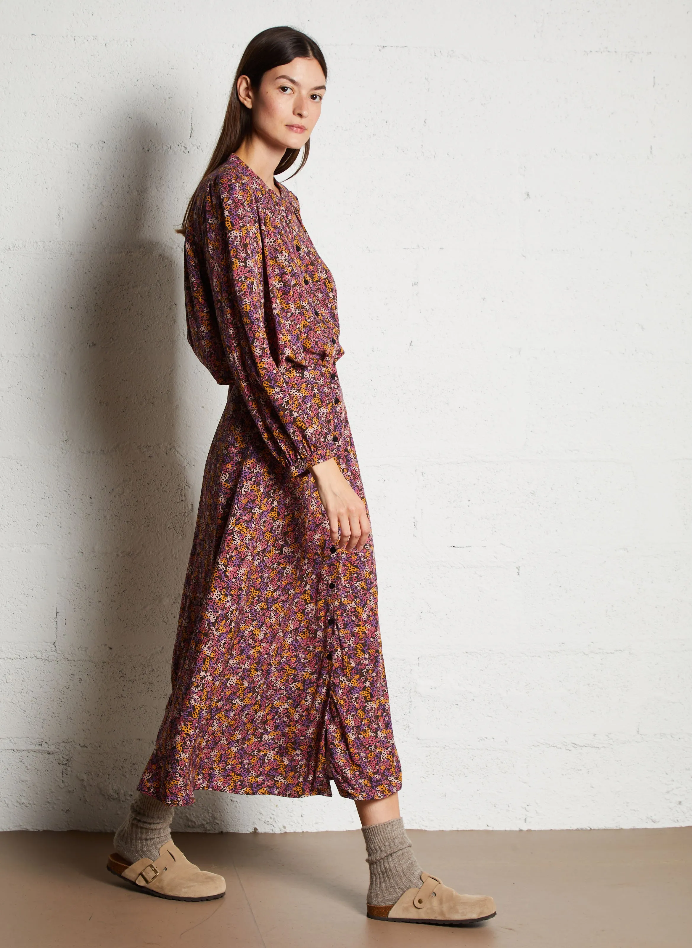  DES PETITS HAUTS   TAMOU - Gonna longuette con bottoni stampata | Multicolore