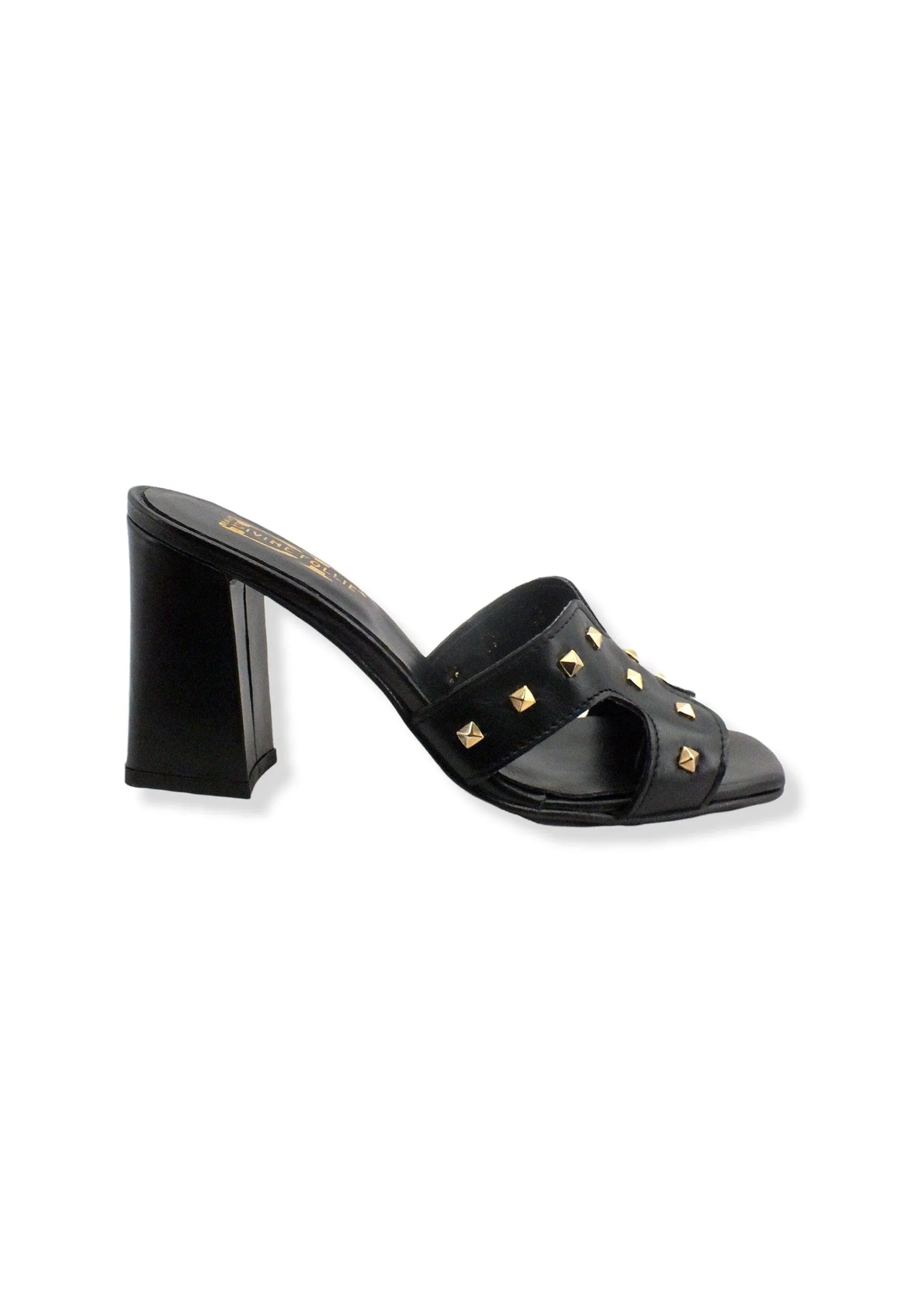 DIVINE FOLLIE Sabot Borchie Tacco Largo Nero 2589-11