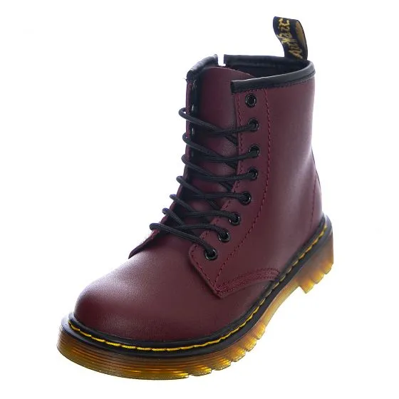 DR.MARTENS Junior 1460 Boots - Cherry Red Softy - Stivali Stringati Profilo Medio Ragazzi Bordeaux    