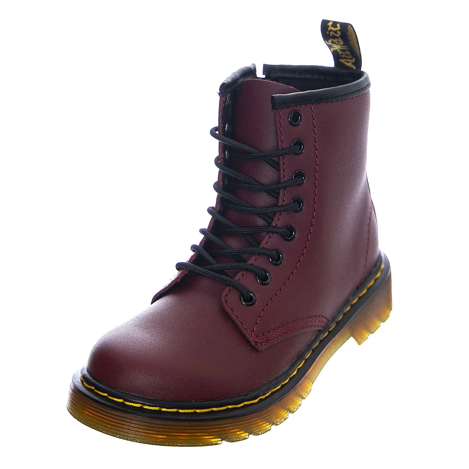 DR.MARTENS Junior 1460 Boots - Cherry Red Softy - Stivali Stringati Profilo Medio Ragazzi Bordeaux    