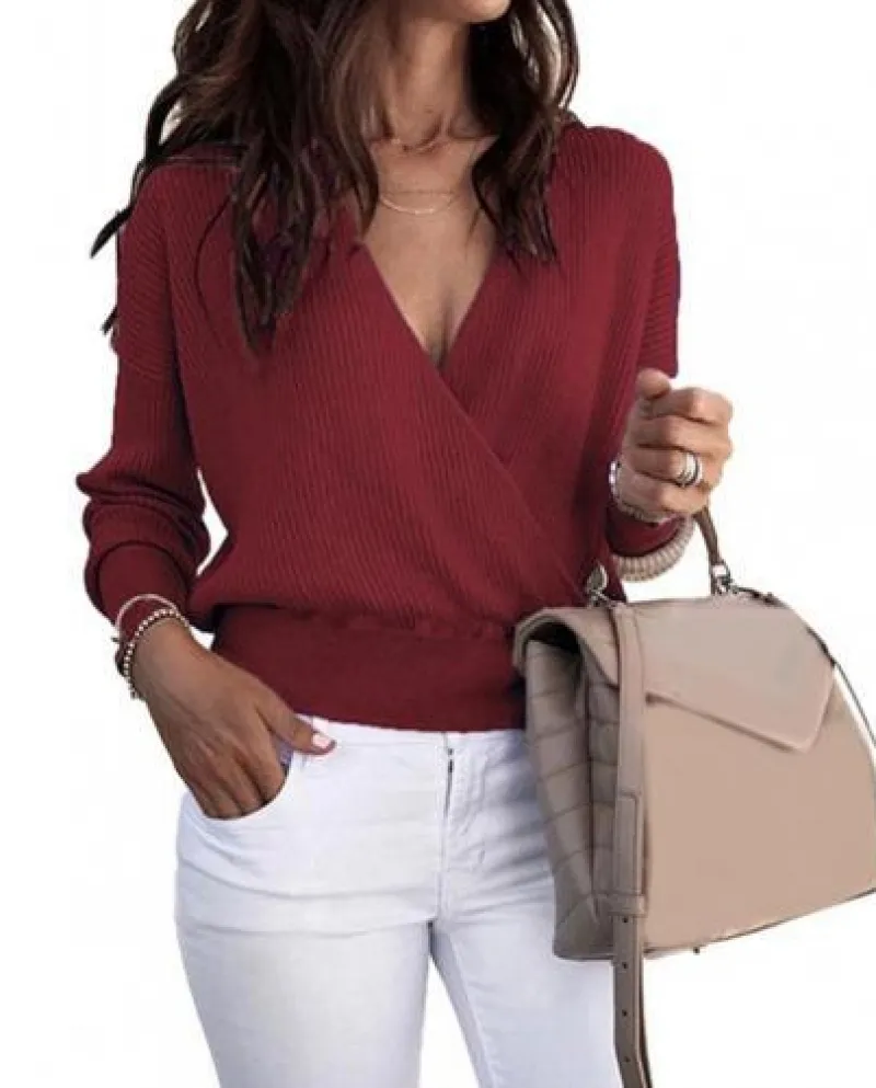 Elegante camicetta da donna Top a maniche lunghe in poliestere lavabile a mano
