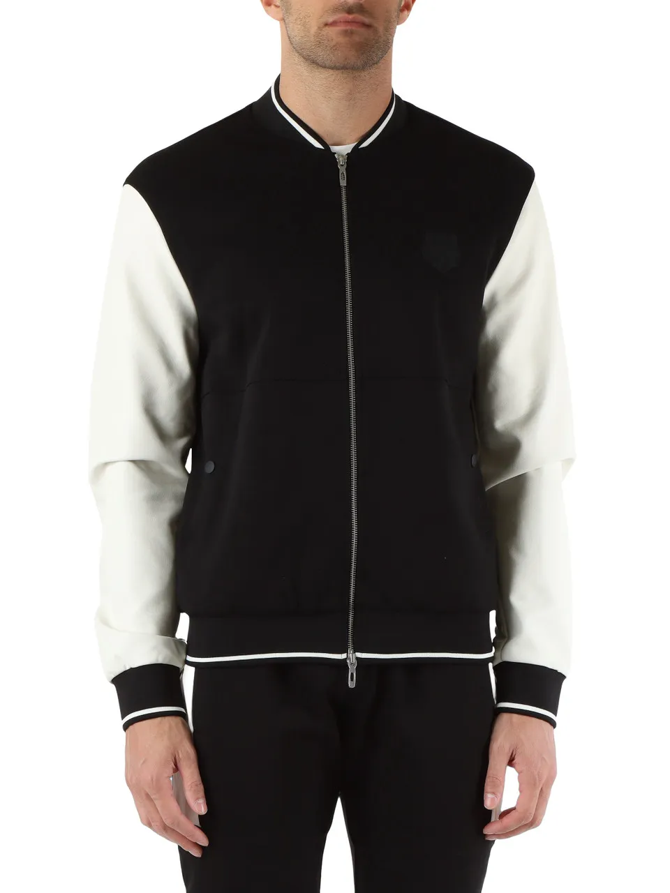 Felpa bomber regular fit con maniche in ecopelle