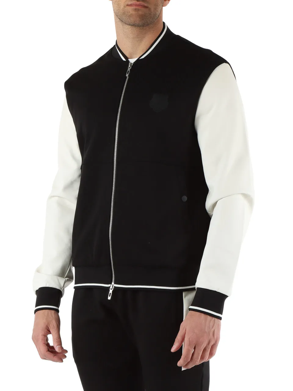 Felpa bomber regular fit con maniche in ecopelle