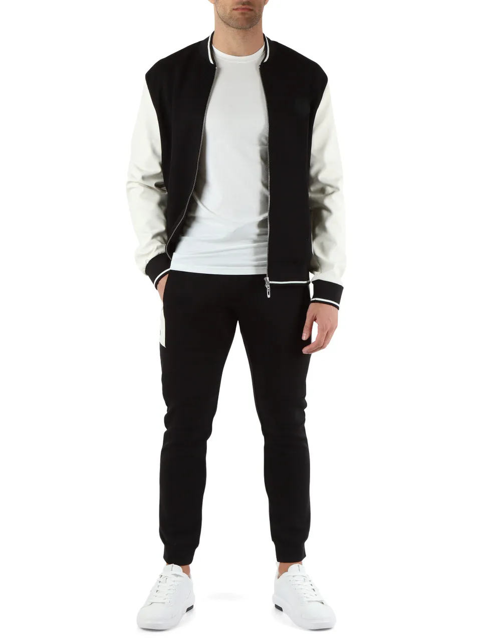 Felpa bomber regular fit con maniche in ecopelle