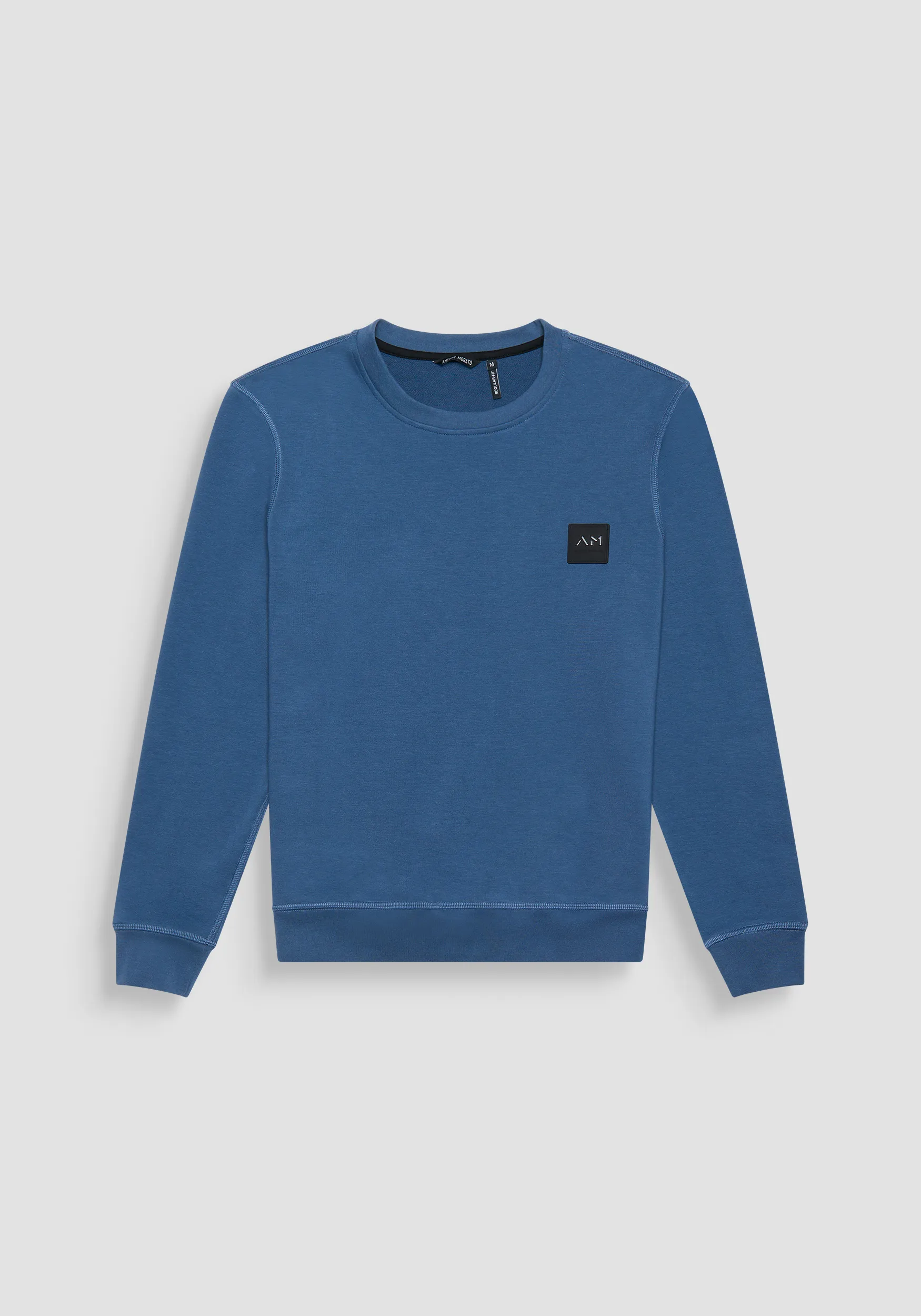 FELPA REGULAR FIT IN TESSUTO SOSTENIBILE MISTO COTONE BLU CON LOGO