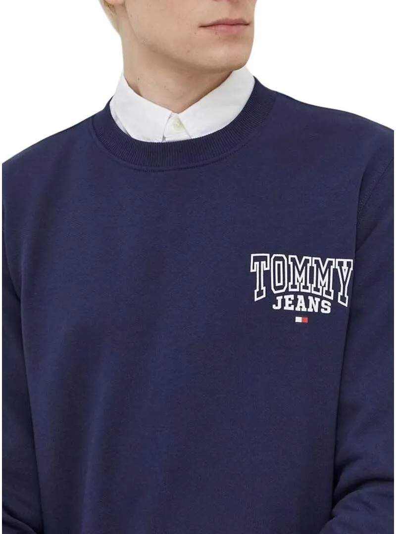 Felpa Tommy Jeans Registro Crew Blu Navy per Uomo