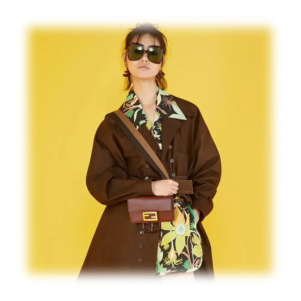 Fendi - Promeneye - Occhiali da Sole Squadrata Oversize - Havana Scuro - Occhiali da Sole - Fendi Eyewear