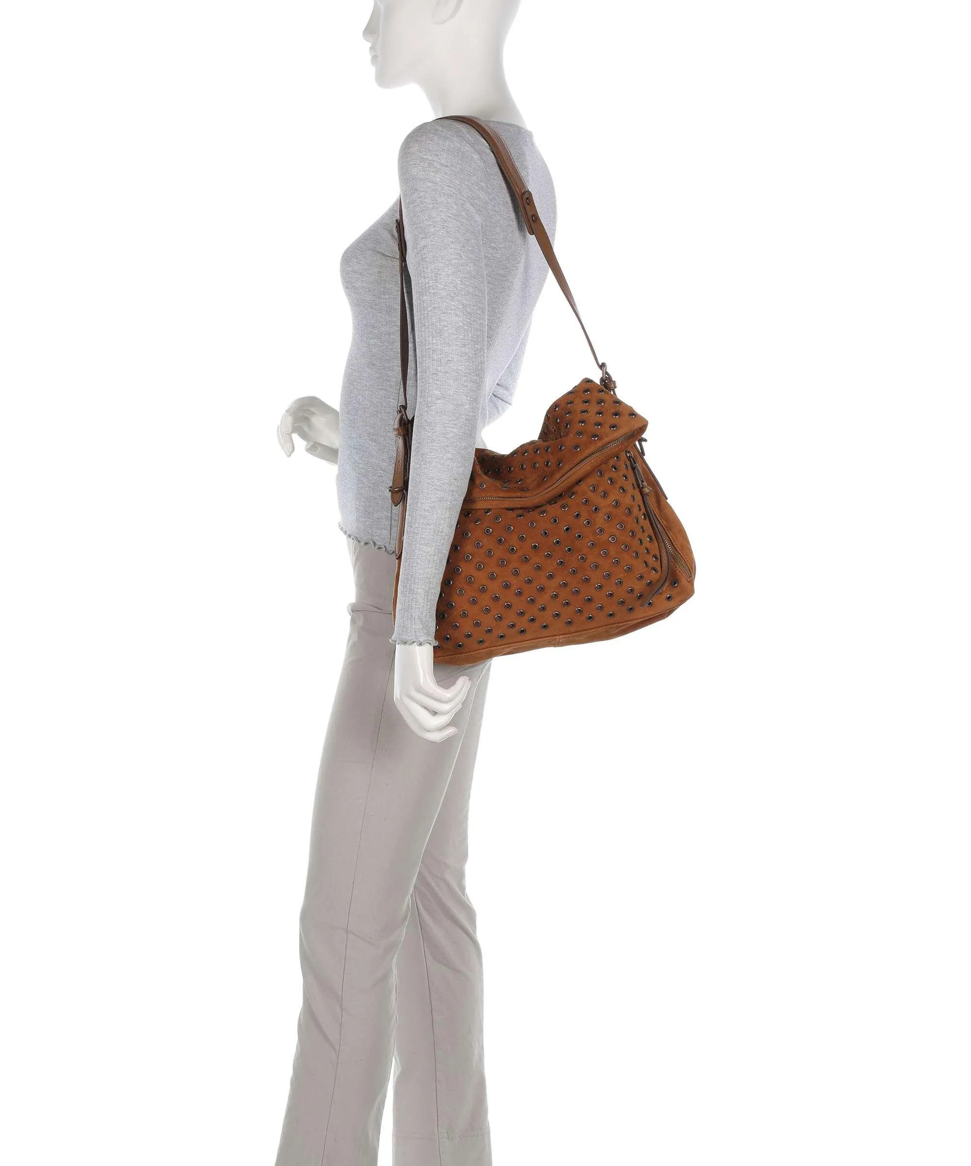  FredsBruder Hey You Rock Borsa hobo pelle ruvida, pelle granulata caramello  