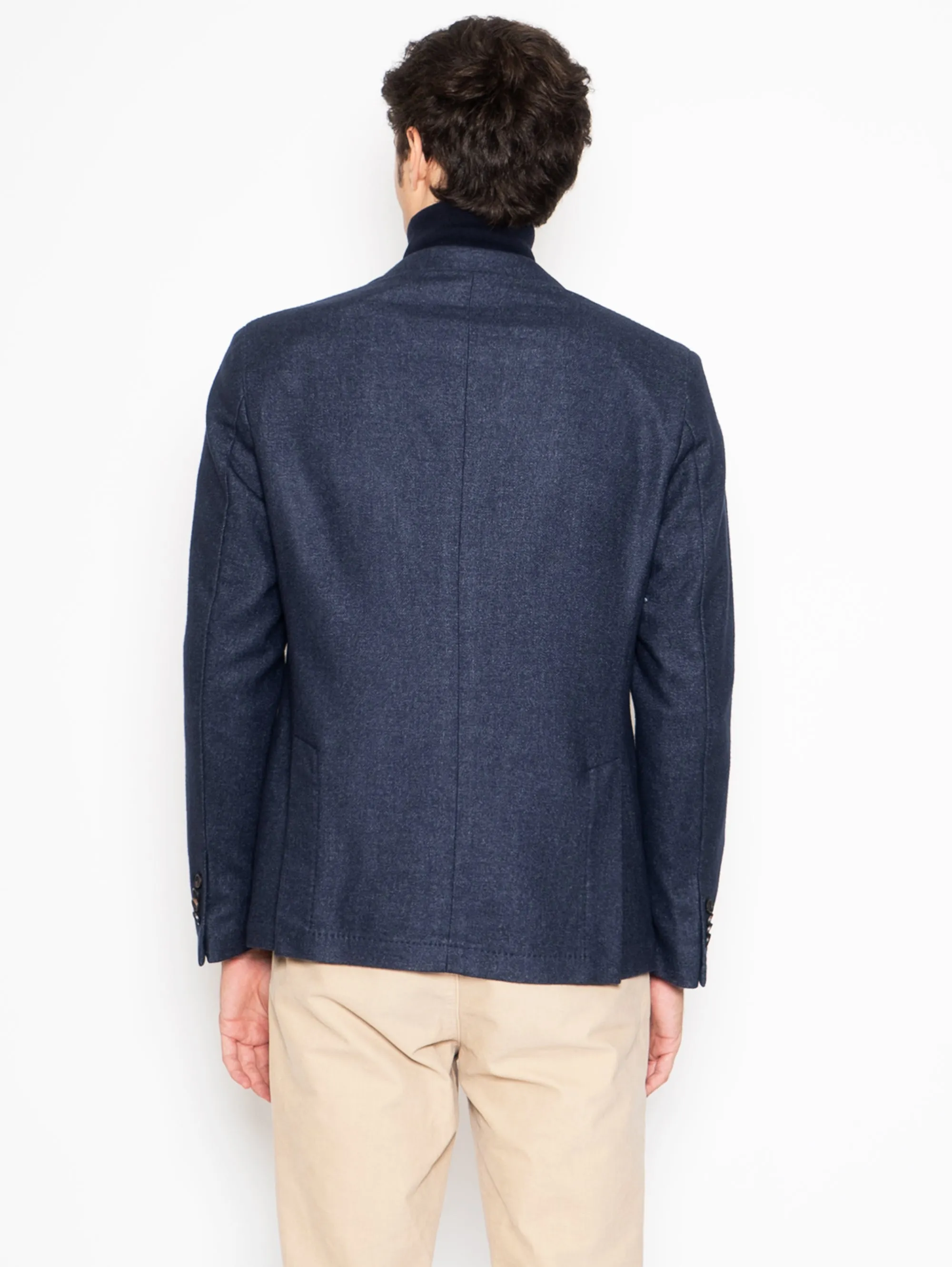 Giacca ad un Petto in Lana Blu