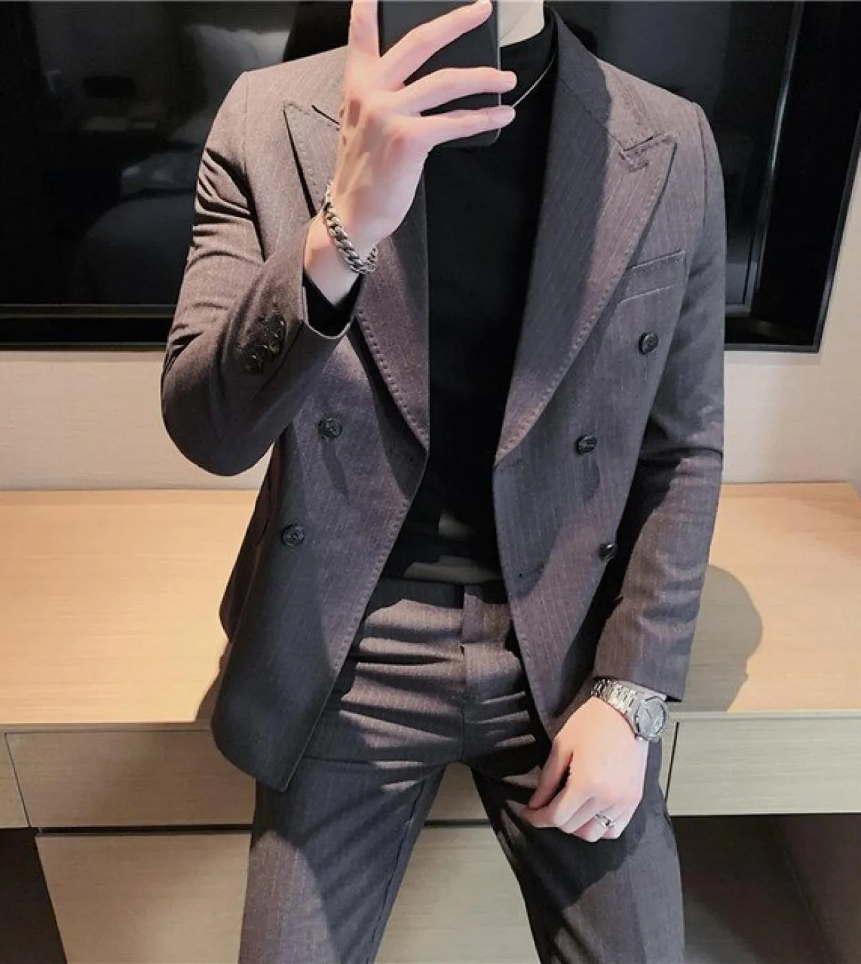 Giacca  pantaloni Boutique di moda di fascia alta Abiti da uomo Ufficio daffari Uomo Matrimonio Sposo Slim Abito casual Due