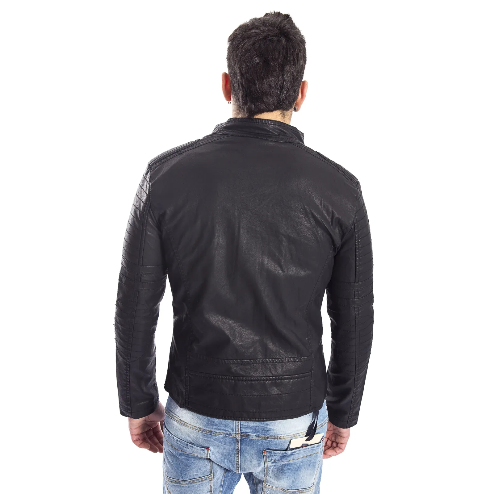 GIANNI LUPO Giubbotto in ecopelle NERO Art. GL005