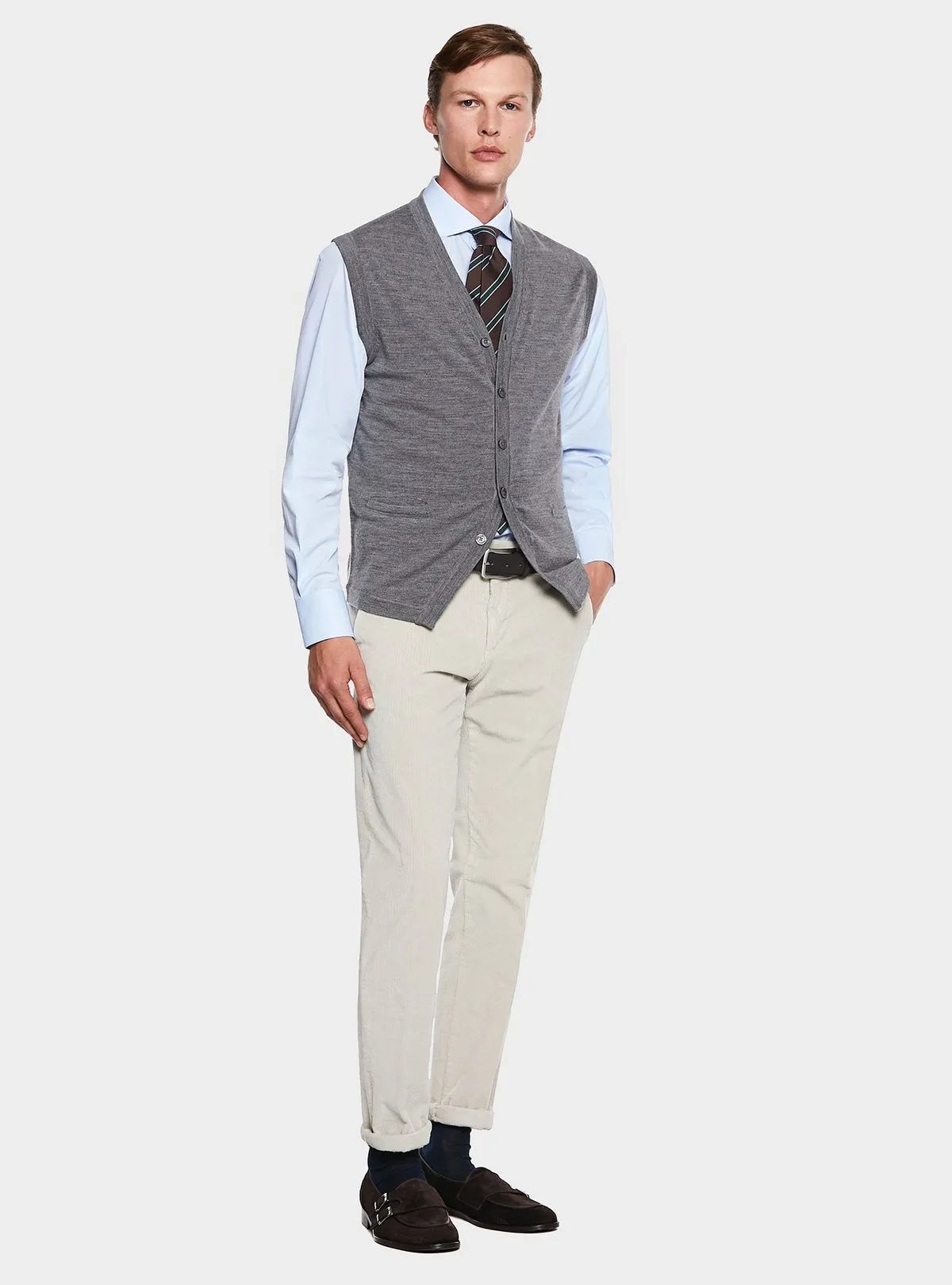   Gilet con bottoni in lana Merino      