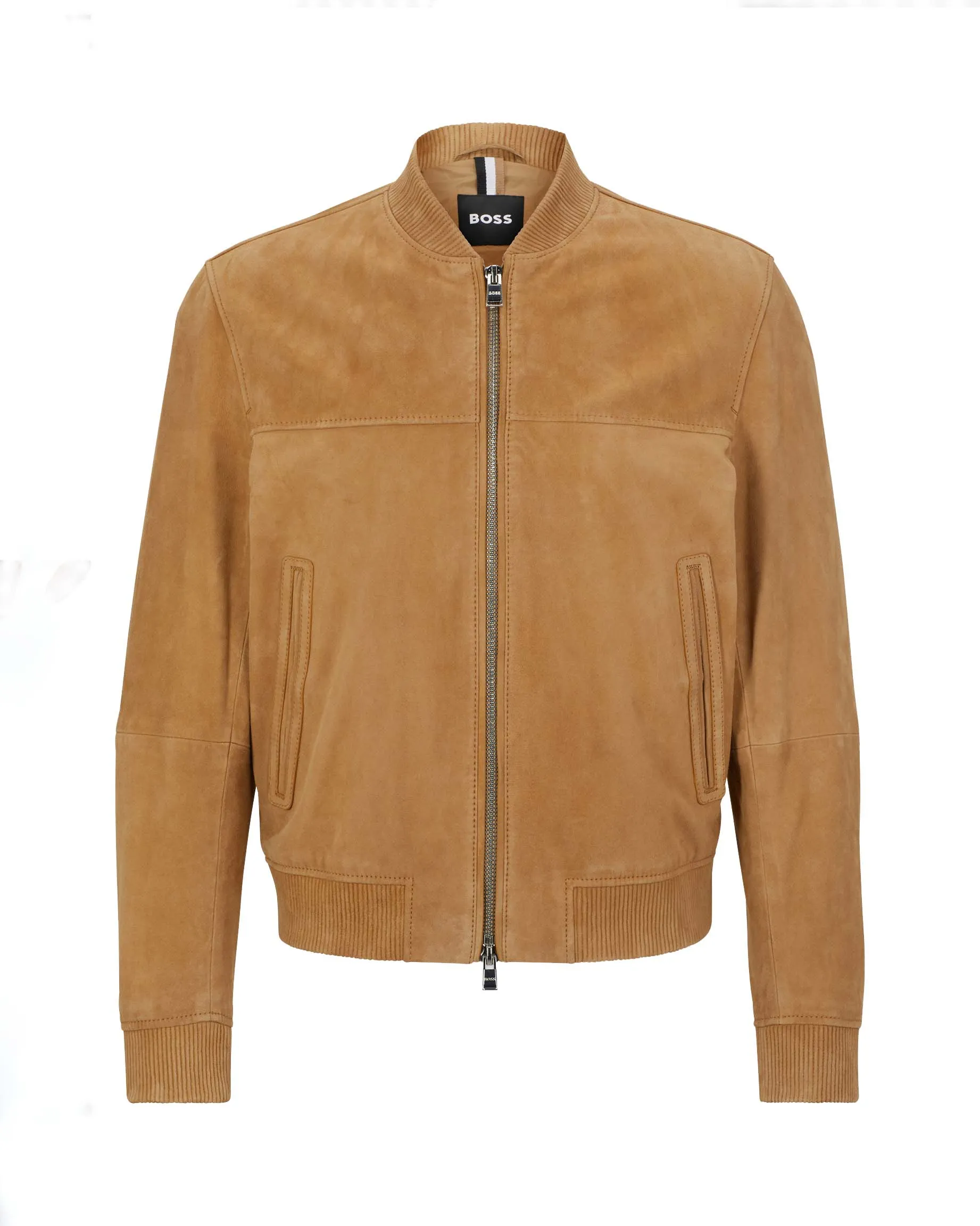 Giubbino bomber Malbano in pelle scamosciata color biscotto