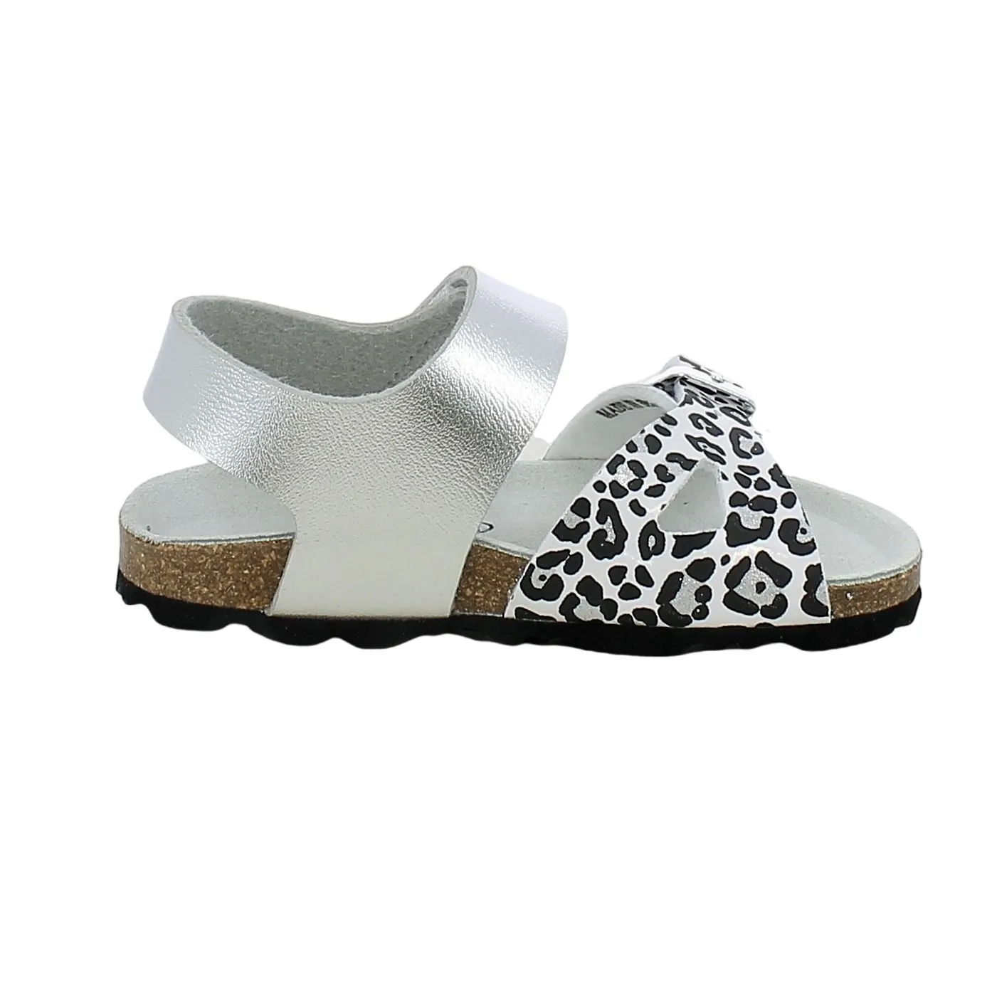Grunland  Sandalo fusbet argento e animalier 