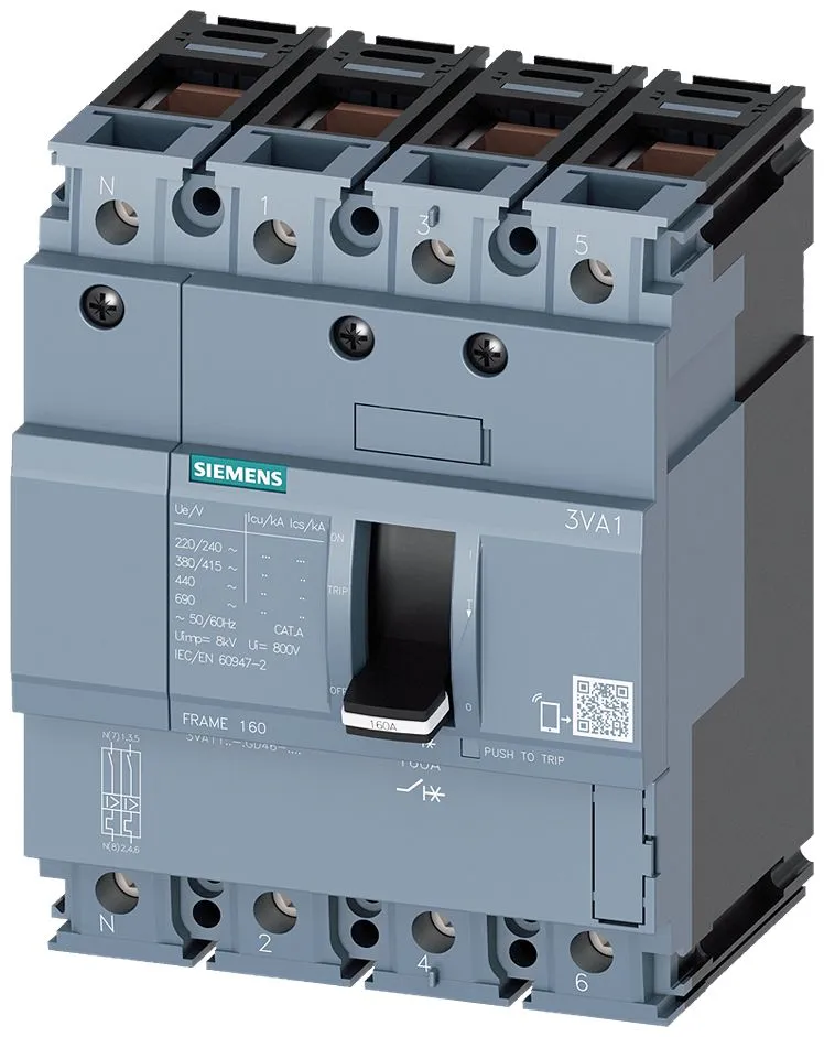 Interruttore automatico con contenitore stampato MCCB 3VA1196-4GD46-0AA0, 4, 16A, potere di interruzione 36 kA, Guida