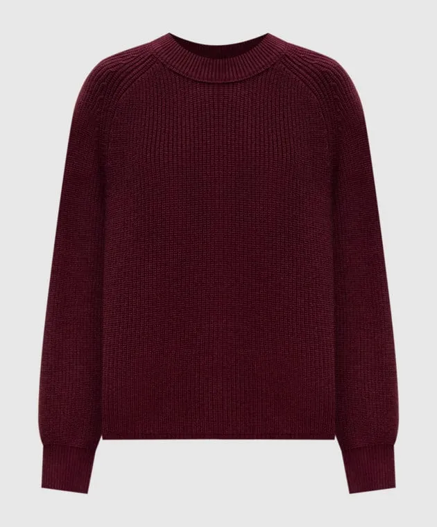 JOSEPH Maglia bordeaux in lana, cashmere e seta JF008633
