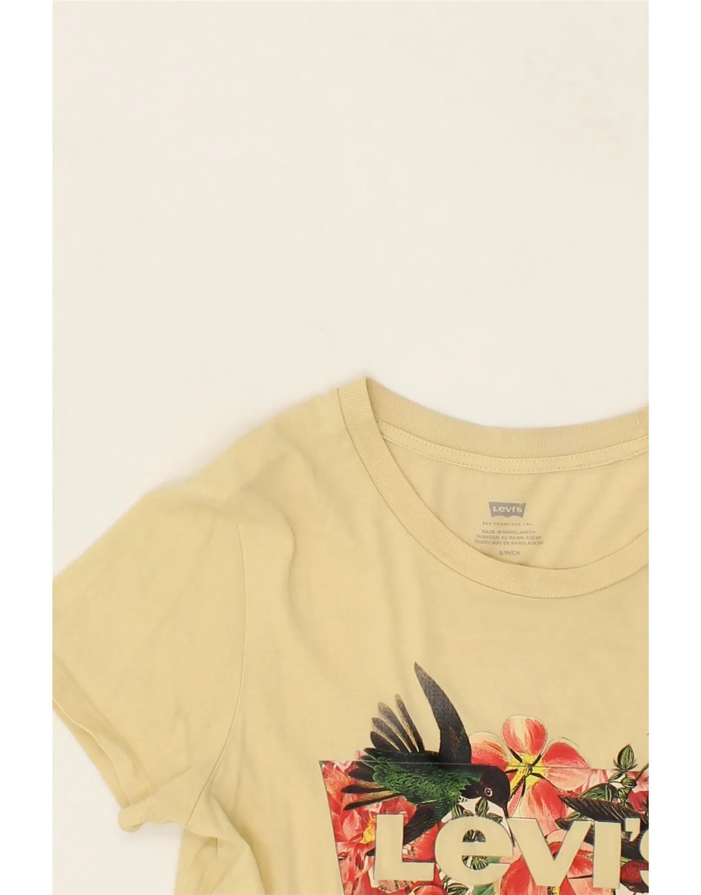 LEVI'S Womens Graphic T-Shirt Top UK 10 Small Yellow Cotton