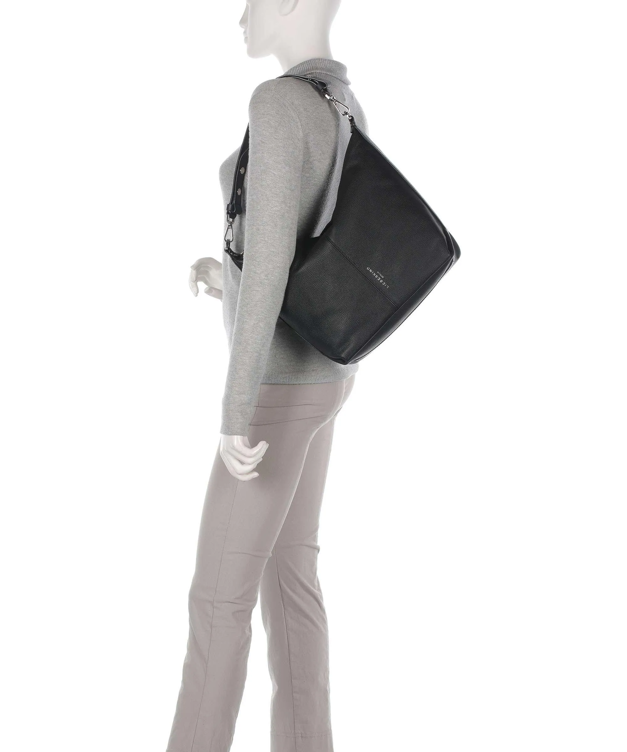  Liebeskind Paris 4 Small Pebble M Borsa hobo pelle di vacchetta grana nero  