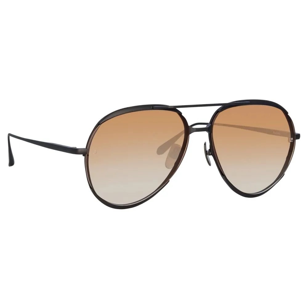 Linda Farrow - Occhiali da Sole Matisse Aviator in Nichel Opaco Cammello (Uomo) - LFL1207C5SUN - Linda Farrow Eyewear