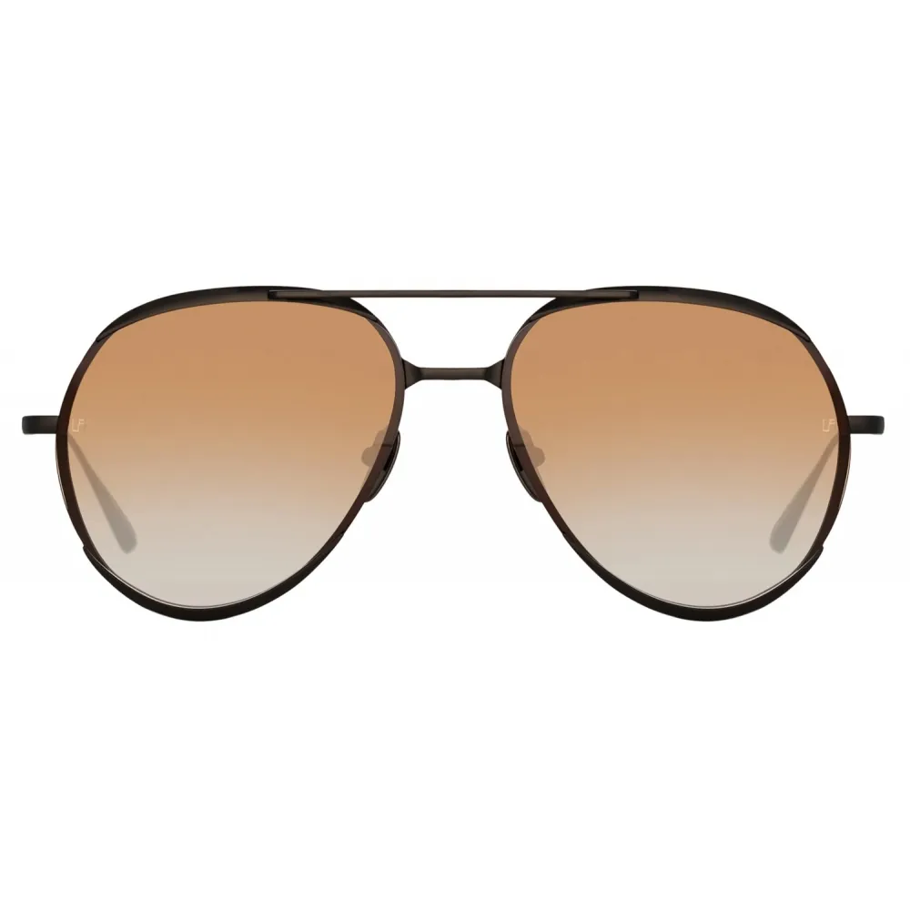 Linda Farrow - Occhiali da Sole Matisse Aviator in Nichel Opaco Cammello (Uomo) - LFL1207C5SUN - Linda Farrow Eyewear
