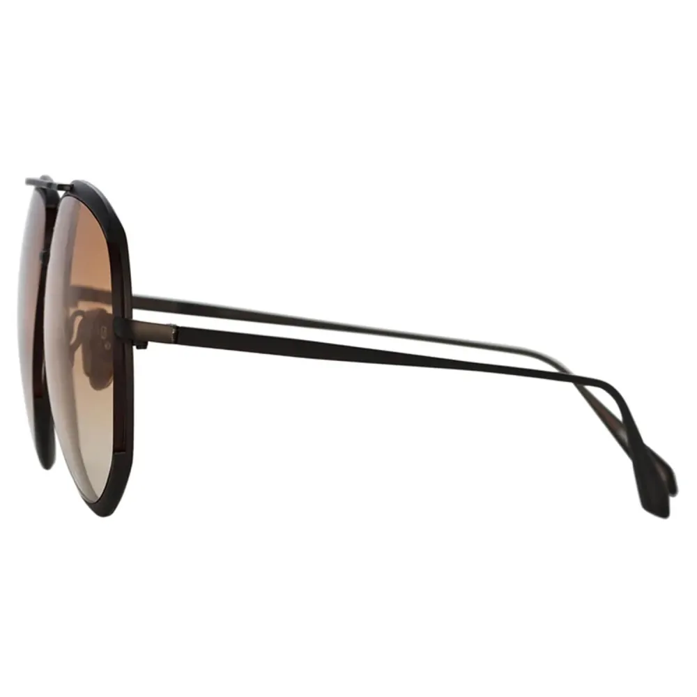 Linda Farrow - Occhiali da Sole Matisse Aviator in Nichel Opaco Cammello (Uomo) - LFL1207C5SUN - Linda Farrow Eyewear