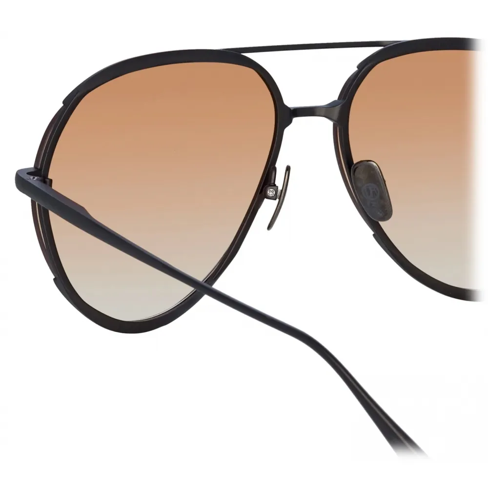 Linda Farrow - Occhiali da Sole Matisse Aviator in Nichel Opaco Cammello (Uomo) - LFL1207C5SUN - Linda Farrow Eyewear