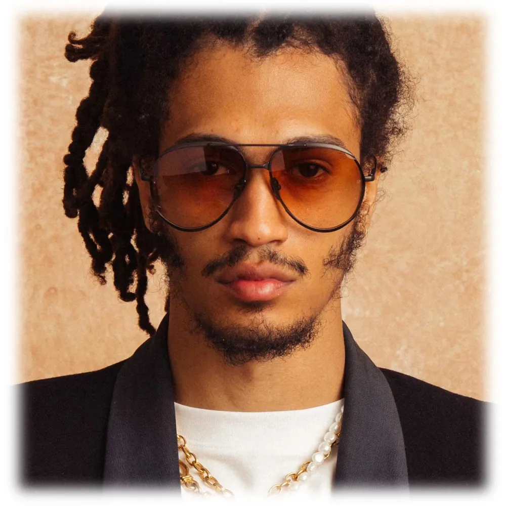 Linda Farrow - Occhiali da Sole Matisse Aviator in Nichel Opaco Cammello (Uomo) - LFL1207C5SUN - Linda Farrow Eyewear