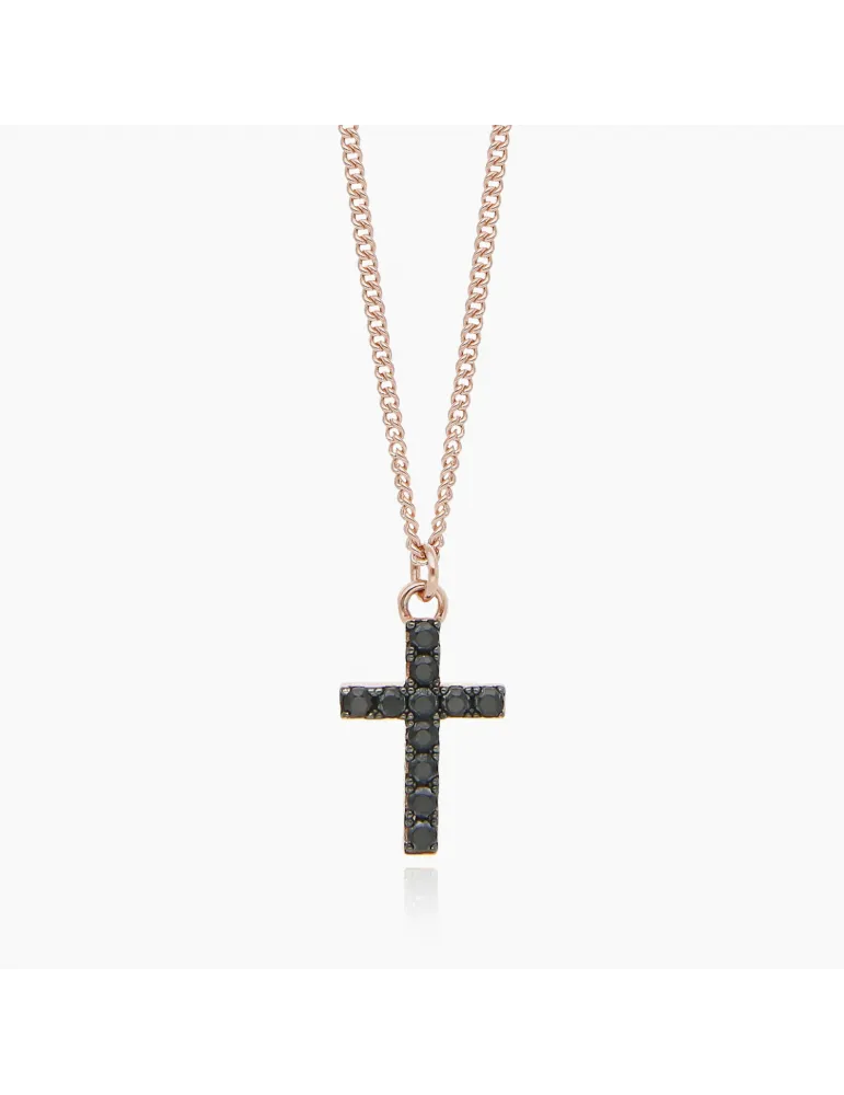 Mabina - Collana Con Croce In Argento Rosè