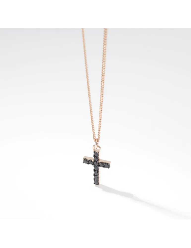 Mabina - Collana Con Croce In Argento Rosè
