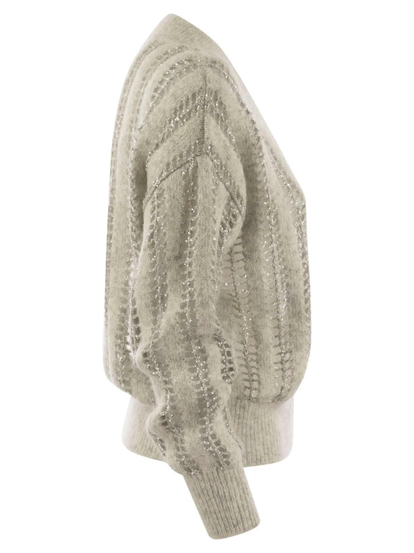 Maglia scollo a V in lana e mohair
