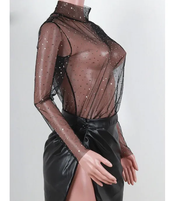 Maglia tulle strass