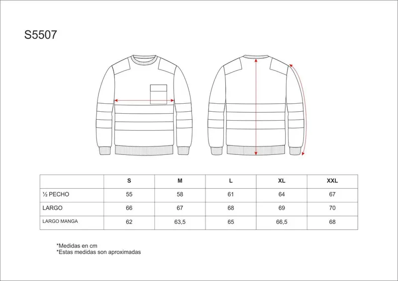 Maglione girocollo con tasca e 2 nastri riflettenti grigio