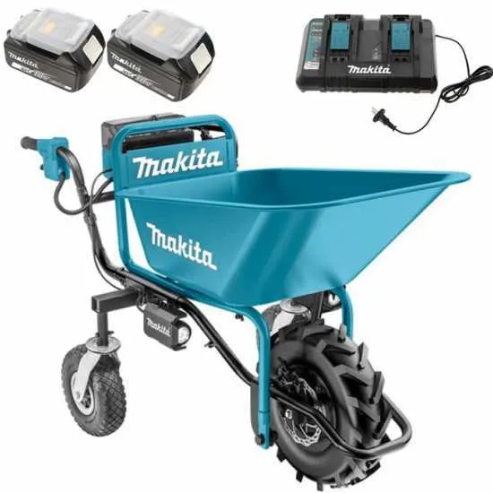 Makita DCU180 CARRIOLA ELETTRICA 36V A RUOTE CON VASCA – 2 BATTERIE 18Vx2 5Ah + CARICABATTERIE