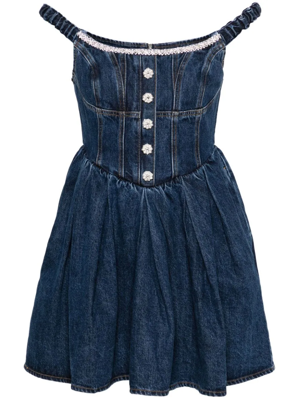 Miniabito in denim con spalle scoperte