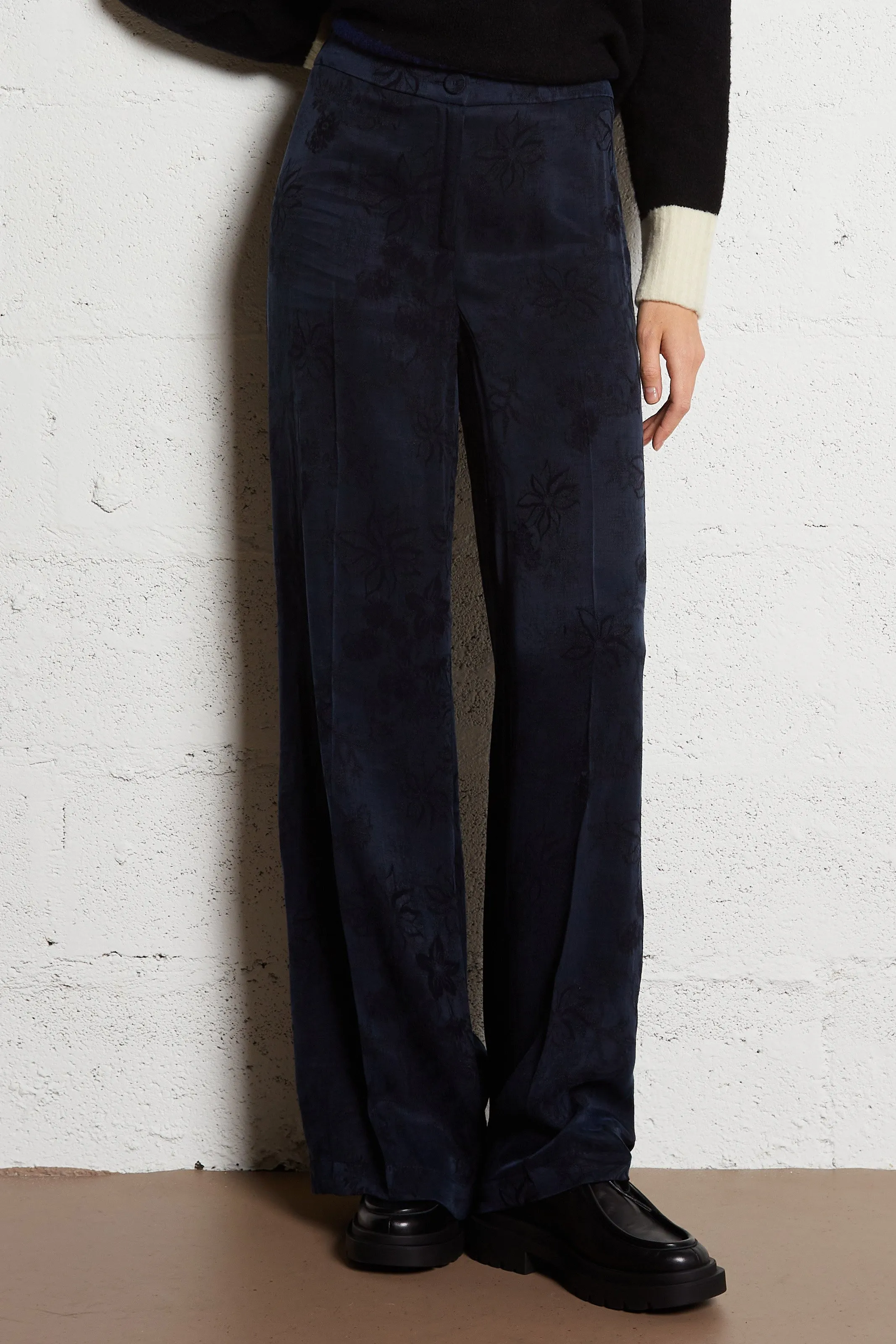  MOMONI   MISAKI - Pantaloni dritti in jacquard stampato | Blu