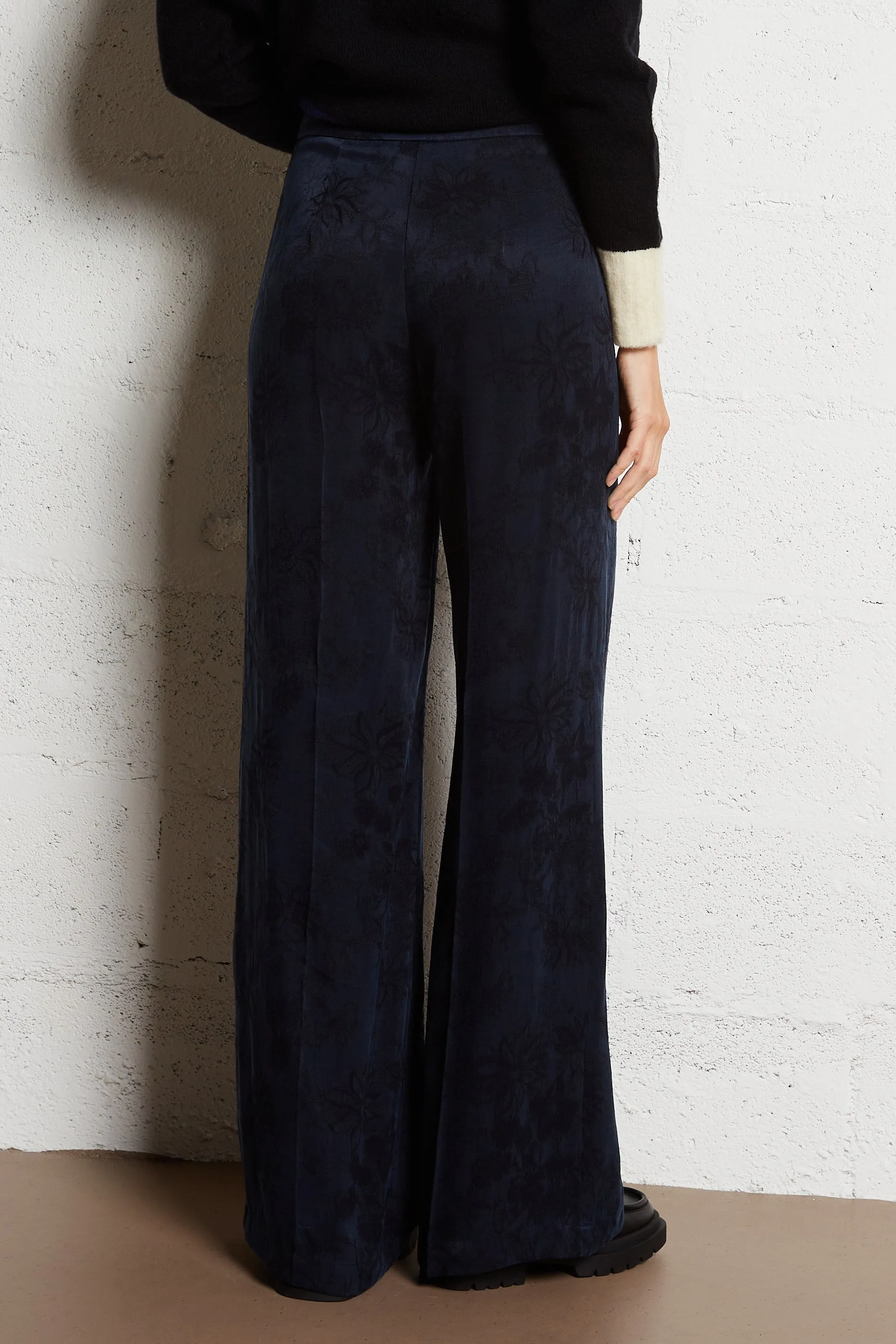  MOMONI   MISAKI - Pantaloni dritti in jacquard stampato | Blu