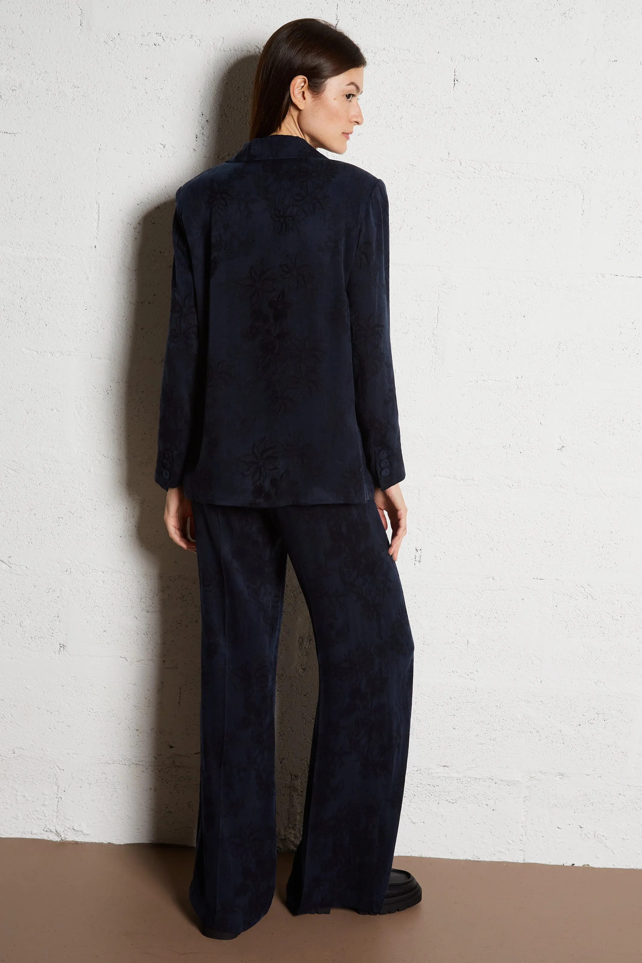  MOMONI   MISAKI - Pantaloni dritti in jacquard stampato | Blu