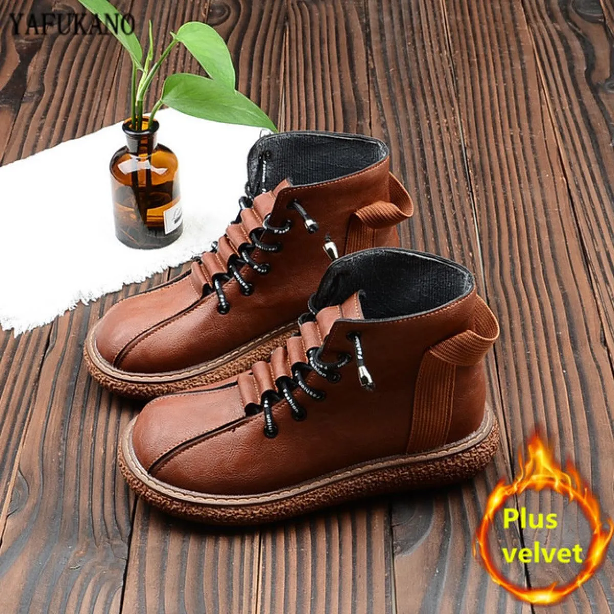 Mori Girl Retro Stivali da donna Stile letterario britannico Suola spessa Scarpe da bambola con testa grande Stivaletti da donna