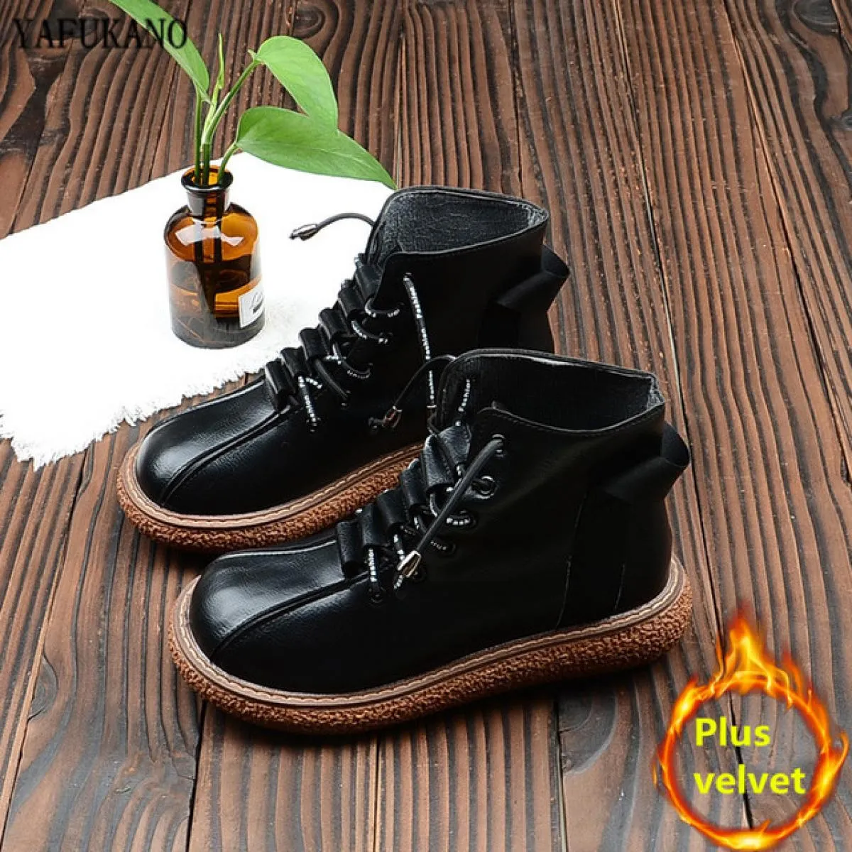 Mori Girl Retro Stivali da donna Stile letterario britannico Suola spessa Scarpe da bambola con testa grande Stivaletti da donna