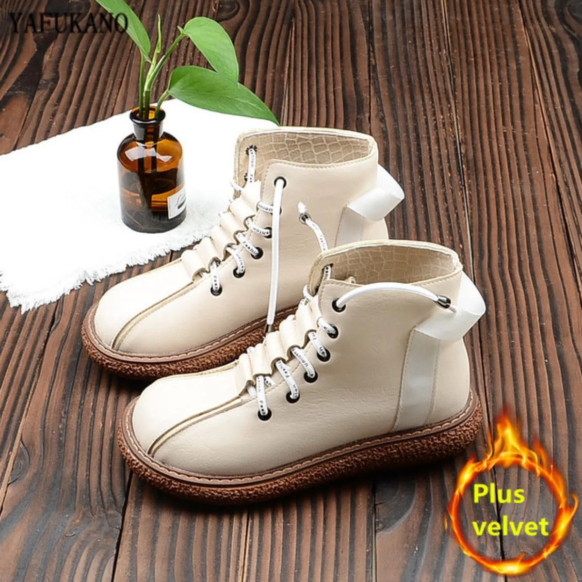 Mori Girl Retro Stivali da donna Stile letterario britannico Suola spessa Scarpe da bambola con testa grande Stivaletti da donna