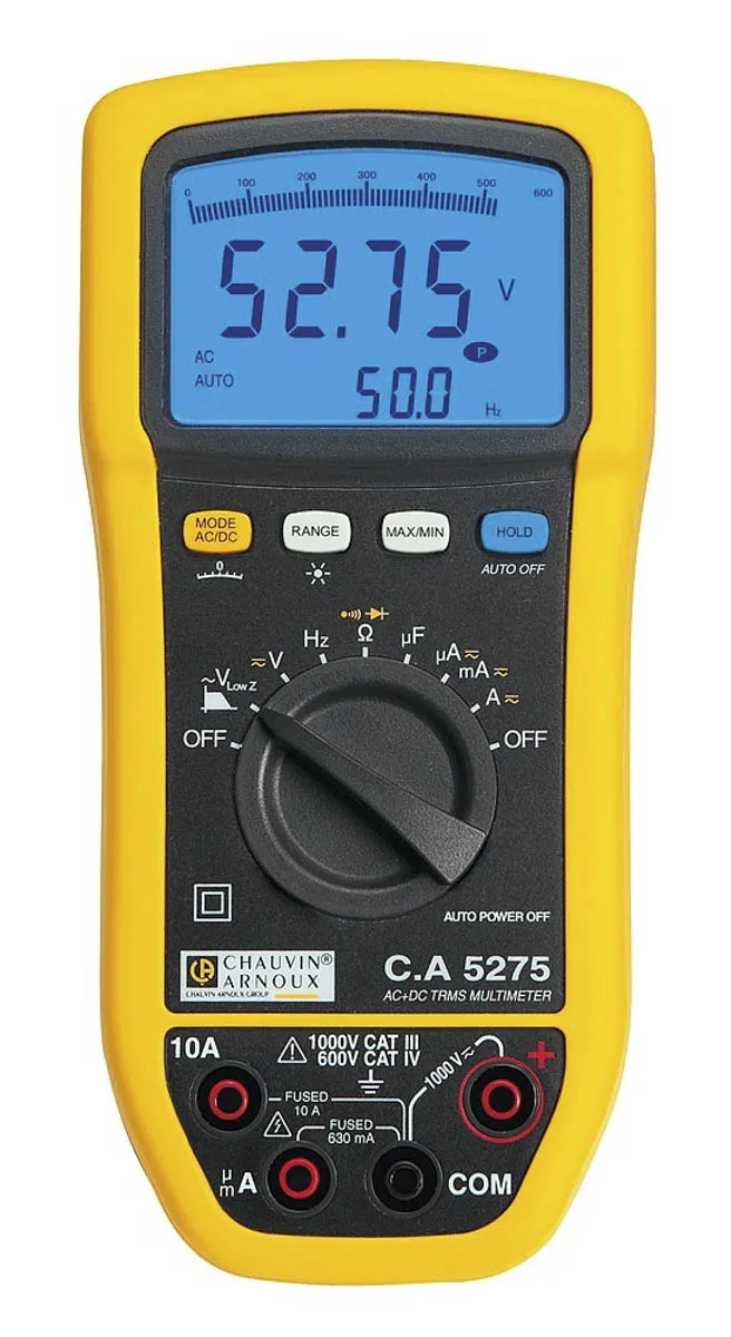 Multimetro Portatile Chauvin Arnoux CA 5275, 1000V ca, 10A ca, CAT III/IV, True RMS