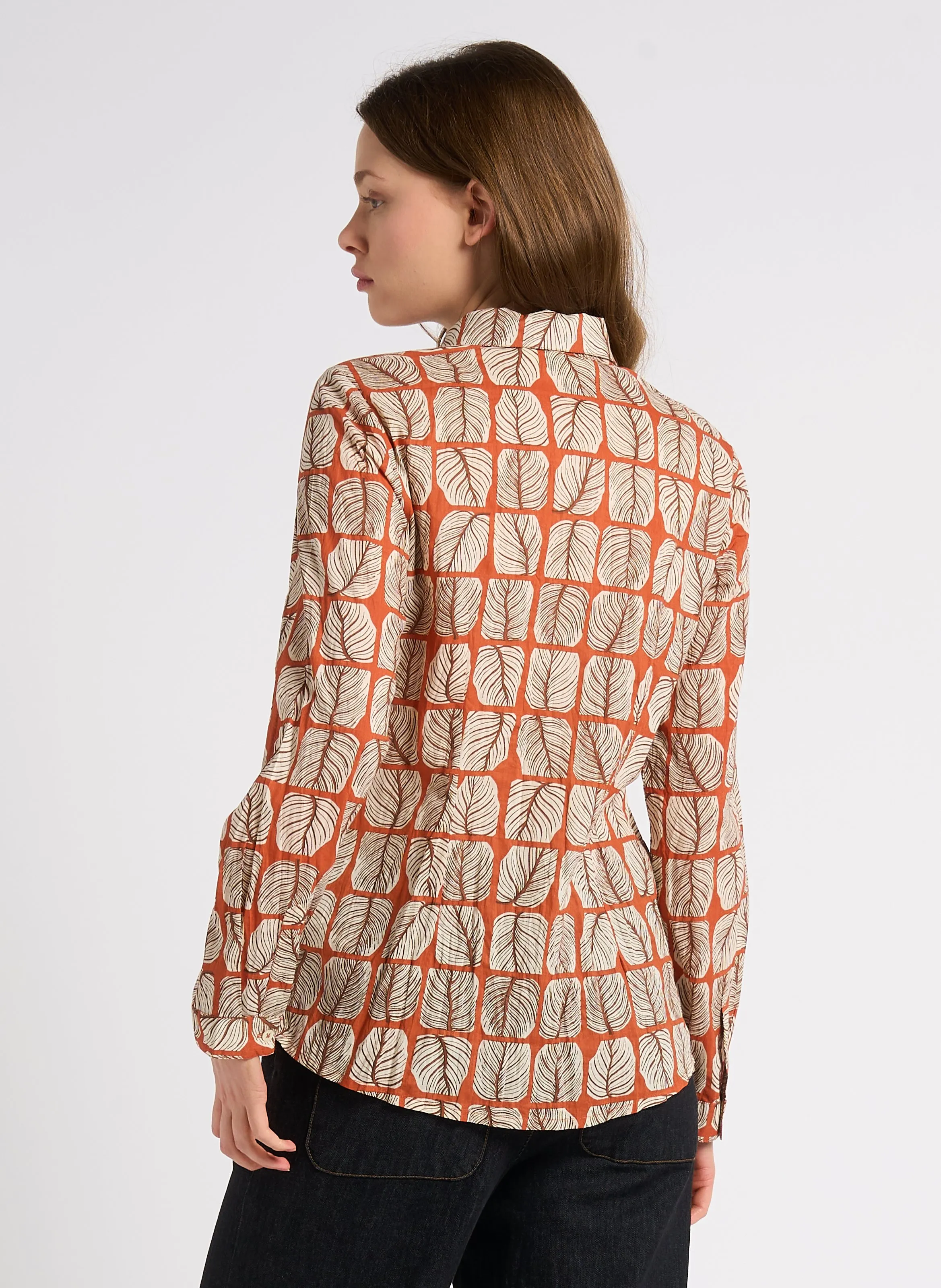  NICE THINGS   Camicia collo classico in cotone | Arancione