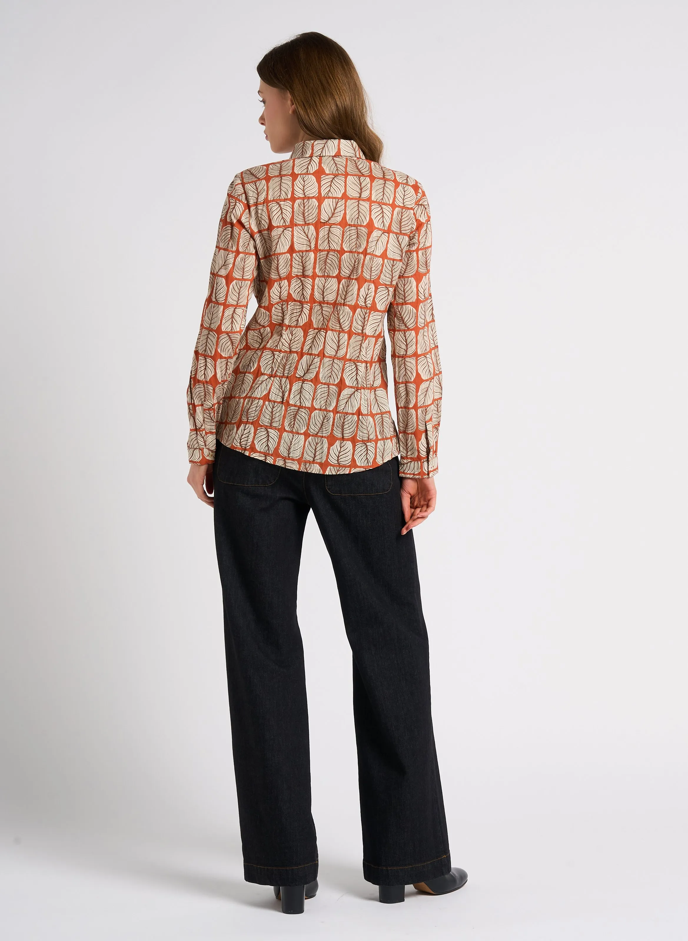  NICE THINGS   Camicia collo classico in cotone | Arancione