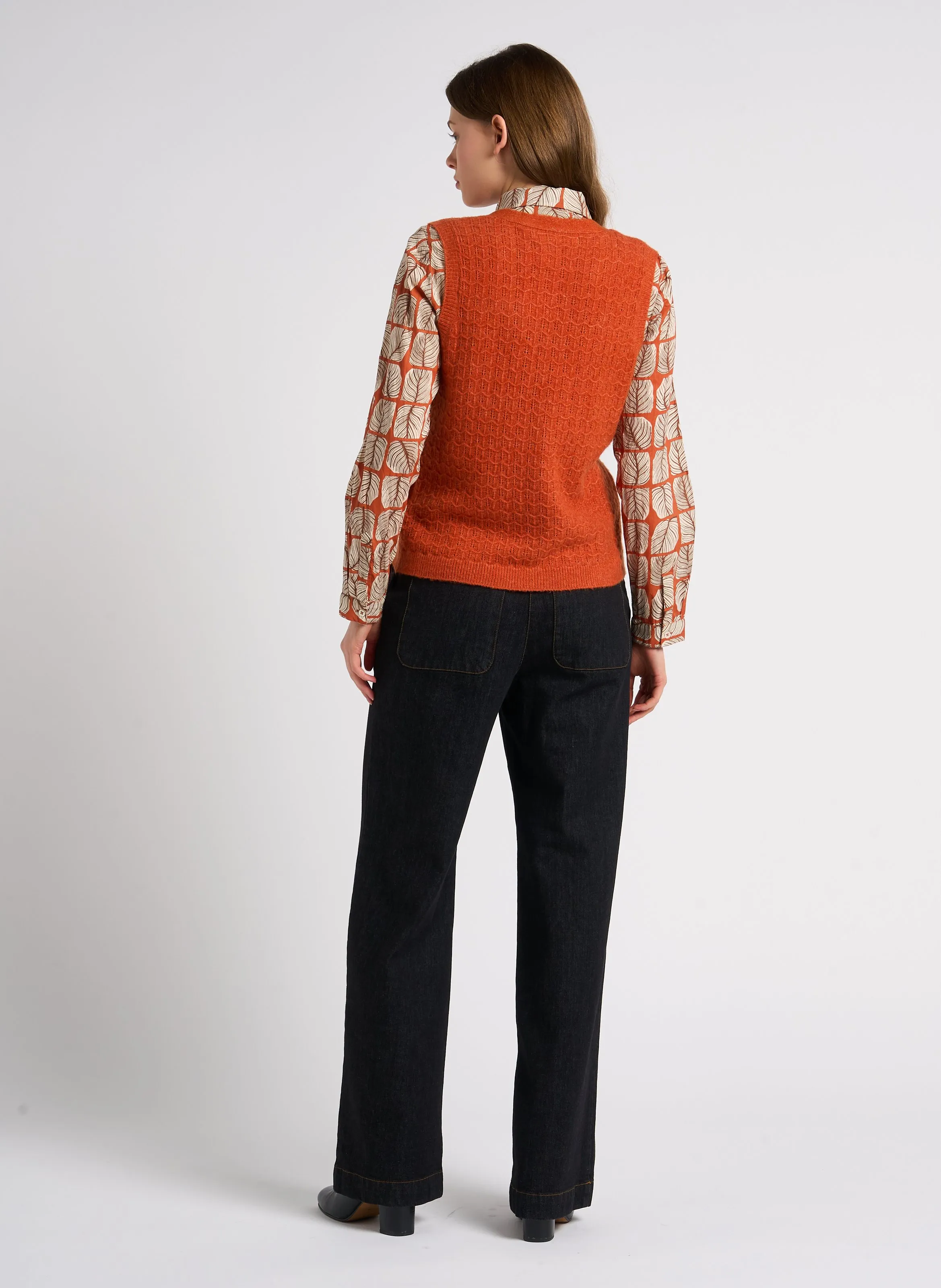  NICE THINGS   Camicia collo classico in cotone | Arancione