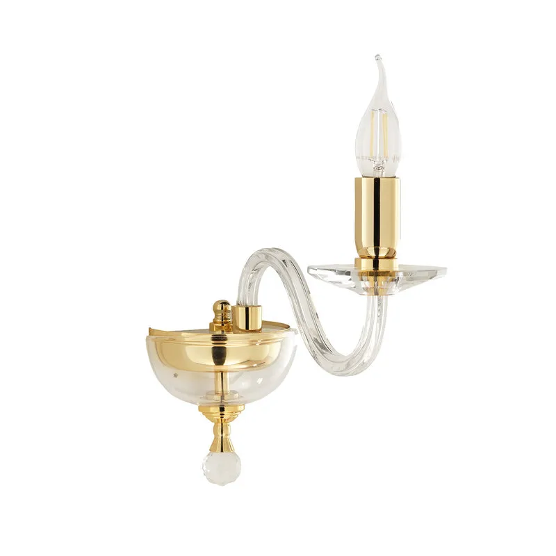 Ondaluce Applique Paganini/1 in vetro lavorato a mano dettagli in cristallo ottico, oro