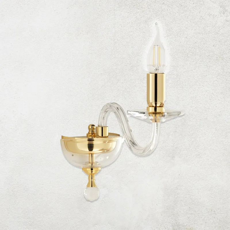 Ondaluce Applique Paganini/1 in vetro lavorato a mano dettagli in cristallo ottico, oro