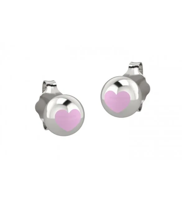 Orecchini Bambina Gioielli Nanan Bijou Cuore rosa argento nan0143